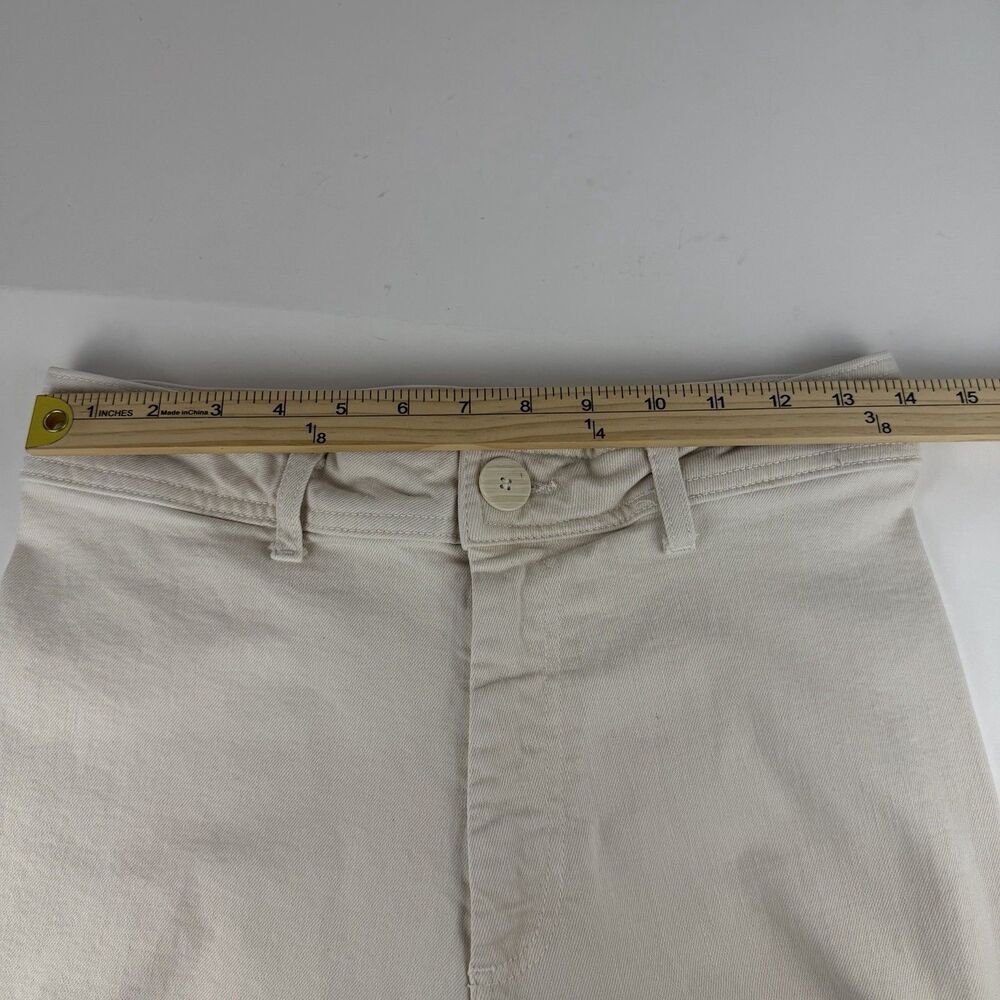 Zara Marine Straight Cream Denim Jeans Raw Hem Wide Leg Size 8 28” Inseam - Picture 11 of 12